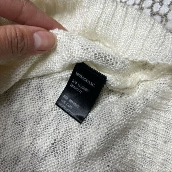 Cream Ivory Knit Hoodie Ft Dolman Sleeve Size S - Picture 7 of 10